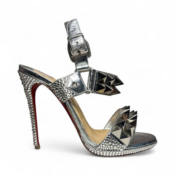 Christian Louboutin Miziggoo Strass Studded Sandal Heels 37 - Picture 5 of 16